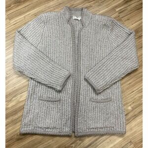 Vintage Messages Sweater Womens Sz XL Gray Cardigan Mock Neck Wool Blend